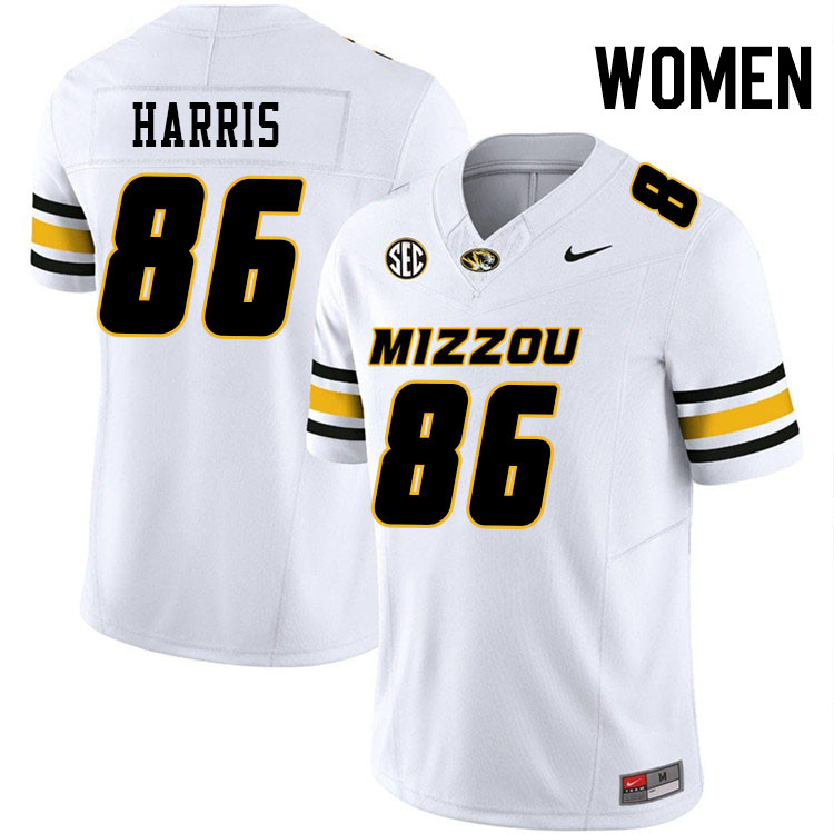 Women #86 Jordon Harris Missouri Tigers College Football Jerseys Stitched-White